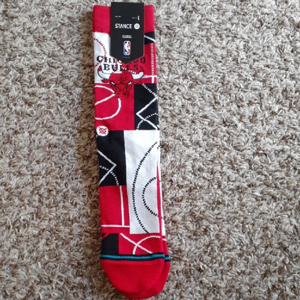 Stance ( Chicago Bulls ) Red and Black Casual Socks Geometric Design